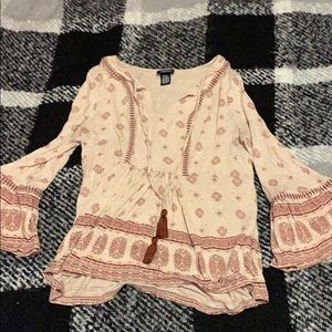 Boho bell sleeve top